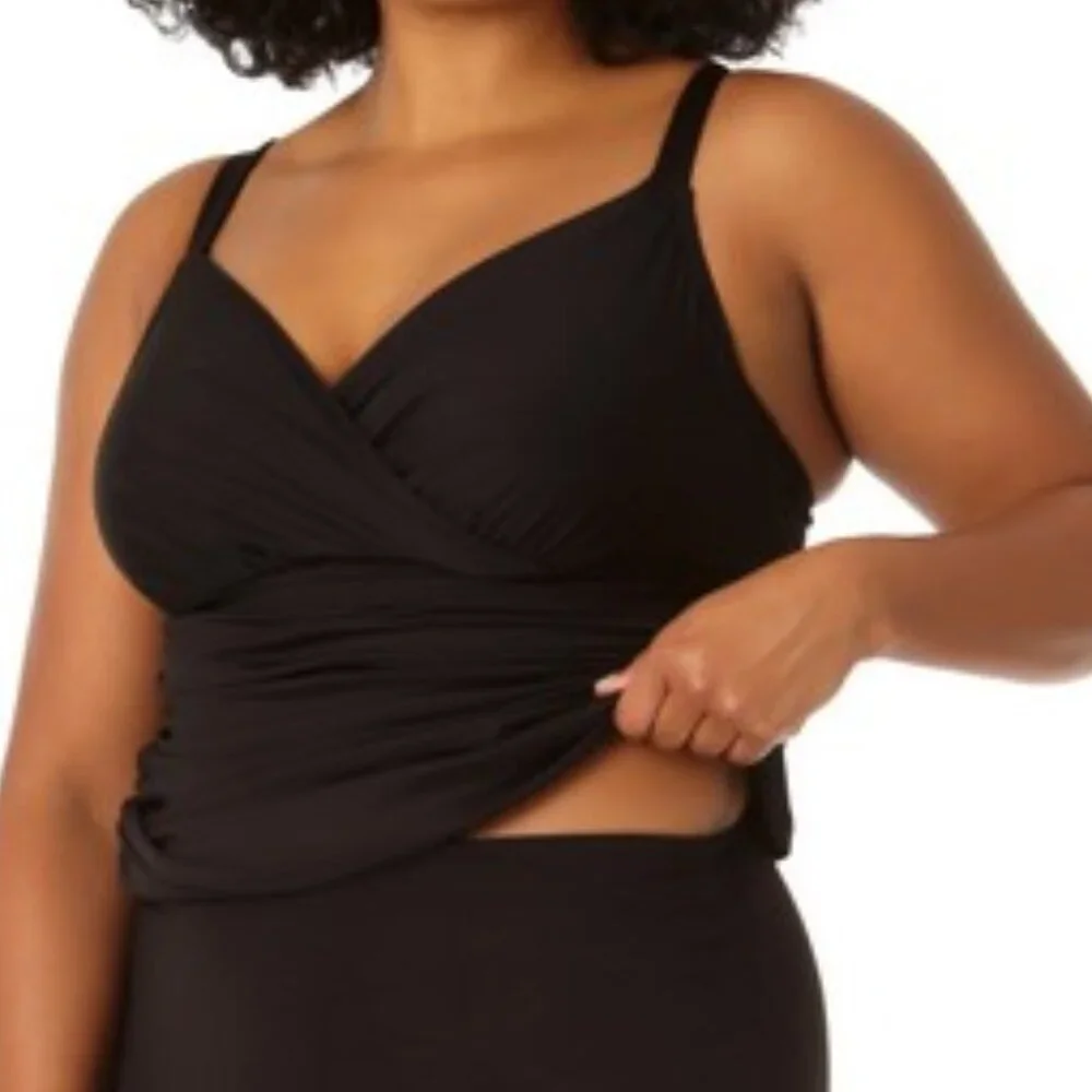 Anne Cole Plus Size Live in Color Twist Underwire Tankini Top 18W - Picture 11 of 11